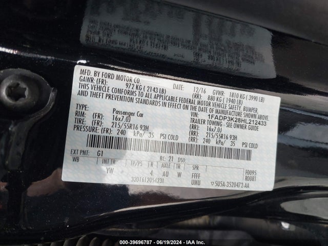 Ford FOCUS SE 2017 1FADP3K28HL212433 Image 9