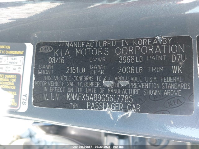 KIA FORTE EX 2016 KNAFX5A89G5617785 Image 9