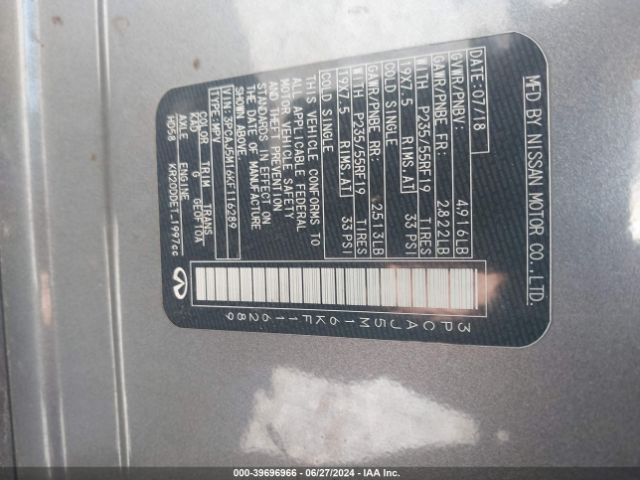 3PCAJ5M16KF116289 Infiniti Qx50 Luxe