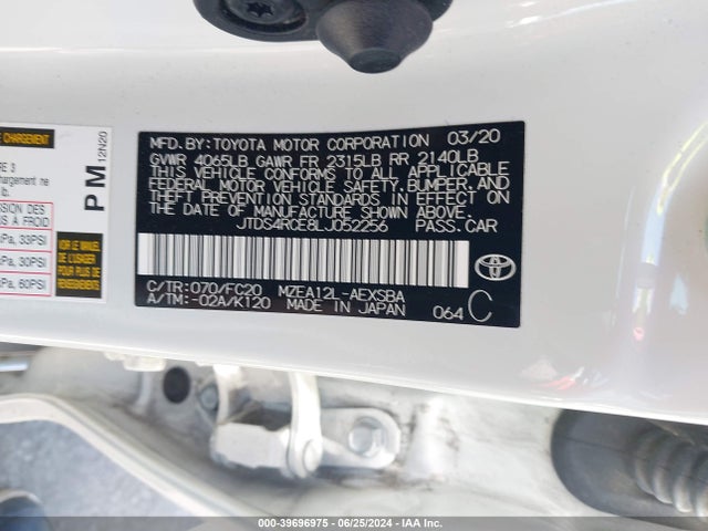 Toyota COROLLA SE 2020 JTDS4RCE8LJ052256 Image 9