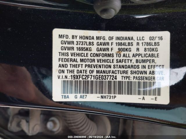 19XFC2F71GE037724 Honda CIVIC EX