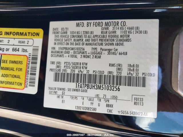 Ford Mustang Ecoboost Premium 2021 1FATP8UH3M5103256 Image 9