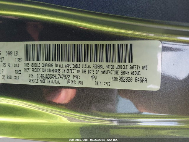1C4BJWDGXHL747972 Jeep Wrangler Unlimited Sport 4x4