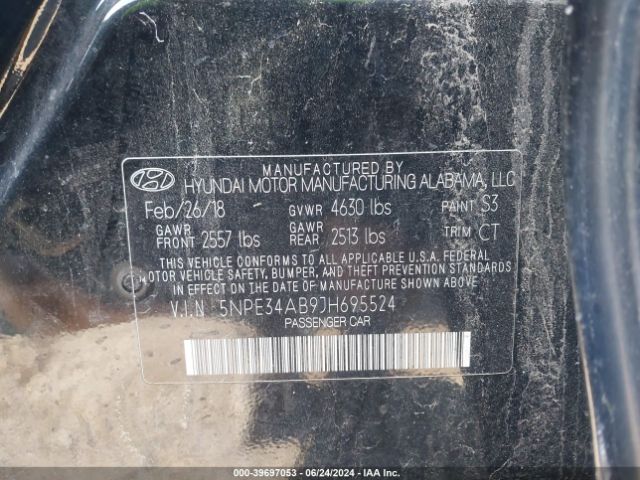 5NPE34AB9JH695524 Hyundai Sonata Sport 2.0t