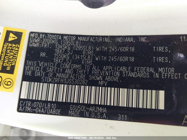 Toyota Highlander Xle 2018 5TDKZRFH1JS530282 Image 9