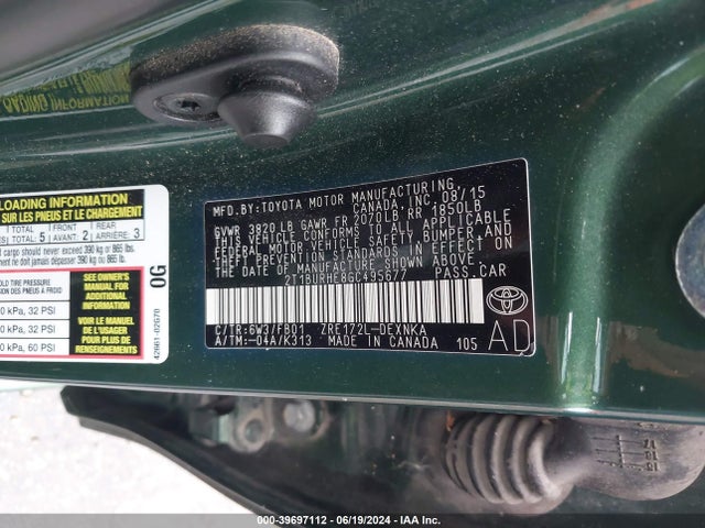 Toyota COROLLA LE 2016 2T1BURHE8GC495677 Image 9