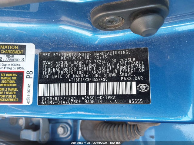 Toyota CAMRY SE 2016 4T1BF1FK3GU557490 Image 9