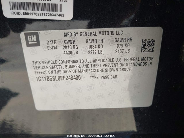 Chevrolet Malibu 1ls 2014 1G11B5SL0EF243436 Image 9