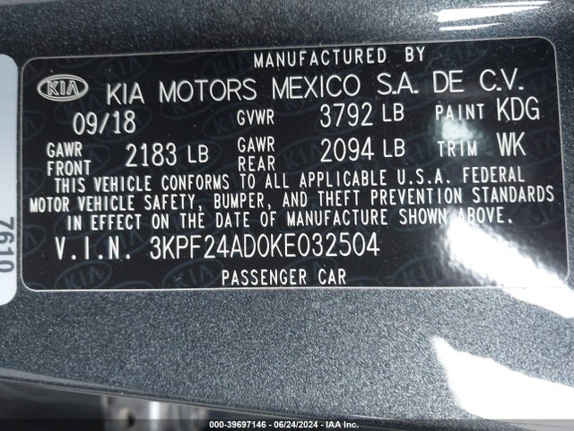 KIA Forte Lxs 2019 3KPF24AD0KE032504 Image 9