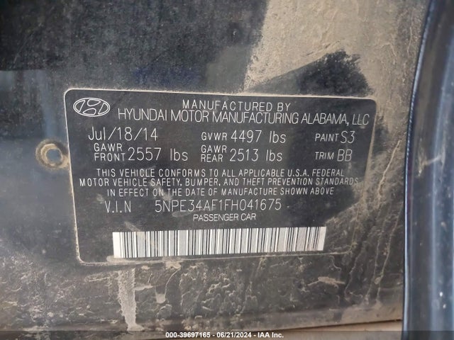 Hyundai Sonata Sport 2015 5NPE34AF1FH041675 Image 9
