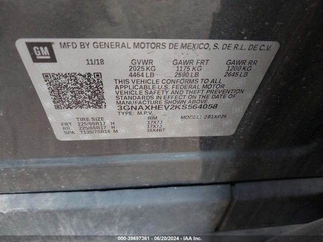 Chevrolet EQUINOX LS 2019 3GNAXHEV2KS564058 Image 9
