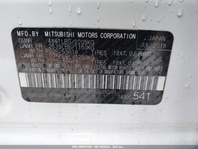 JA4AD2A35KZ008200 Mitsubishi Outlander Es