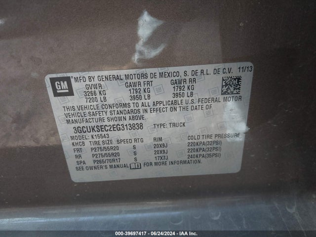 Chevrolet Silverado 1500 2lz 2014 3GCUKSEC2EG313838 Image 9