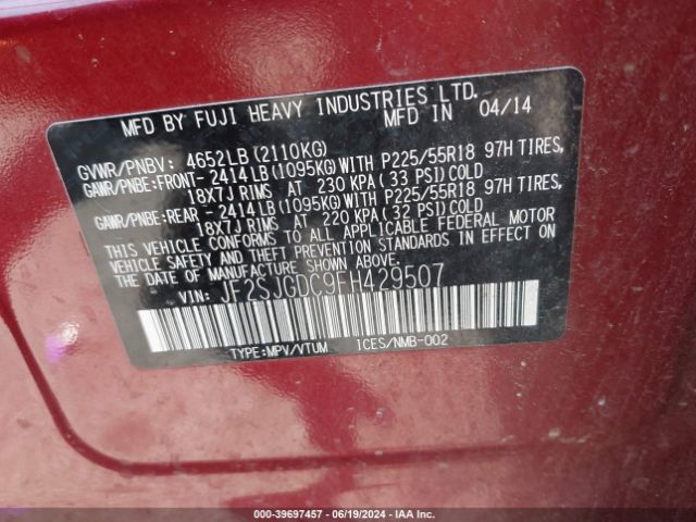 JF2SJGDC9FH429507 Subaru Forester 2.0xt Premium