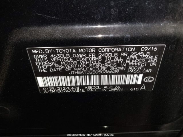 JTHBA1D25G5036639 Lexus IS 200T