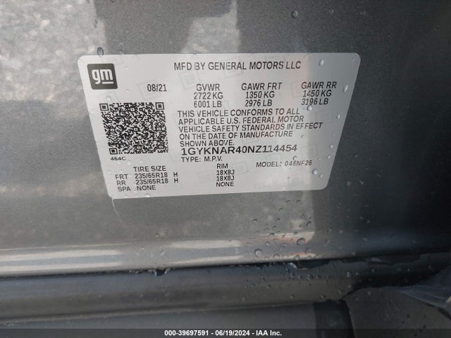 1GYKNAR40NZ114454 Cadillac Xt5 Fwd Luxury