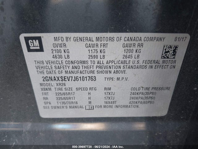 Chevrolet EQUINOX LT 2018 2GNAXSEV7J6101763 Image 9