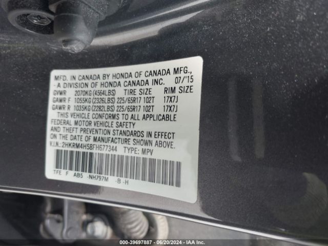 2HKRM4H58FH677344 Honda CR-V EX