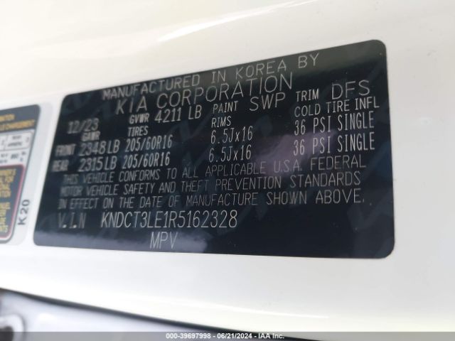 KNDCT3LE1R5162328 KIA NIRO SX