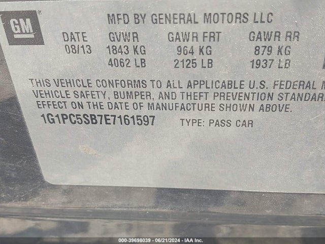 Chevrolet Cruze 1lt Auto 2014 1G1PC5SB7E7161597 Image 9