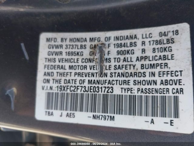 19XFC2F73JE031723 Honda CIVIC EX