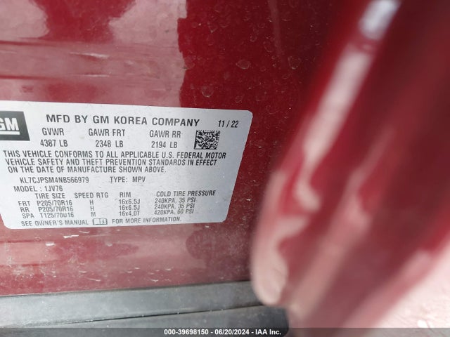 Chevrolet Trax Awd Lt 2022 KL7CJPSM4NB566979 Image 9