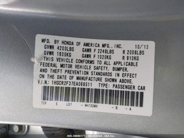 1HGCR2F37EA068511 Honda ACCORD LX