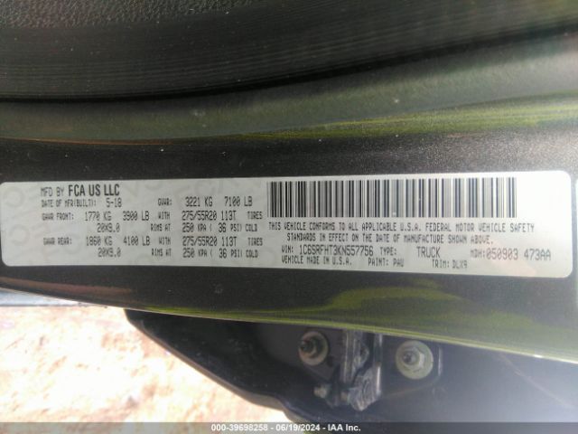 1C6SRFHT3KN557756 RAM 1500 Limited  4x4 5'7 Box
