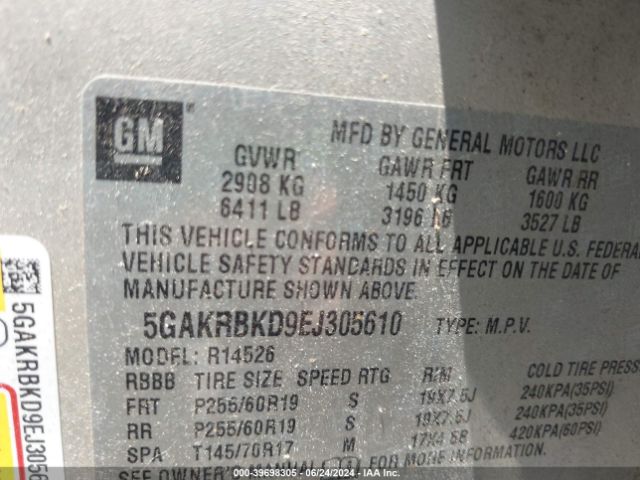 5GAKRBKD9EJ305610 Buick Enclave Leather