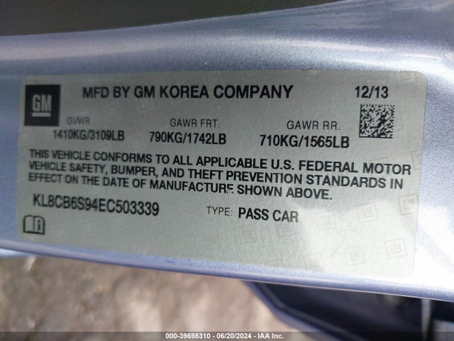 Chevrolet Spark Ls Auto 2014 KL8CB6S94EC503339 Image 9