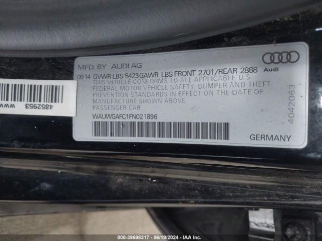 WAUWGAFC1FN021896 Audi A7 3.0t Premium Plus