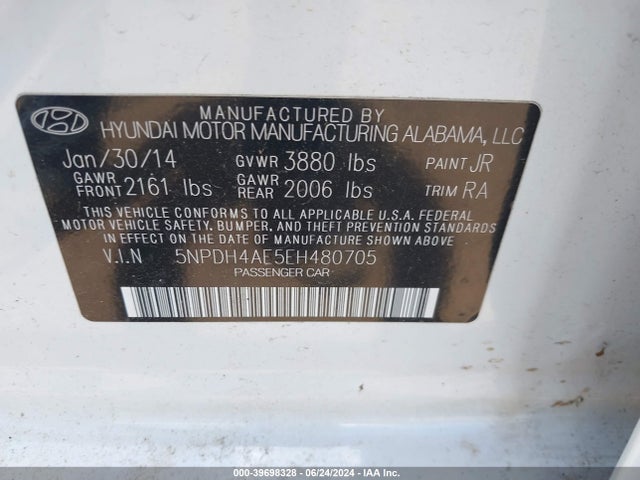 Hyundai ELANTRA SE 2014 5NPDH4AE5EH480705 Image 9
