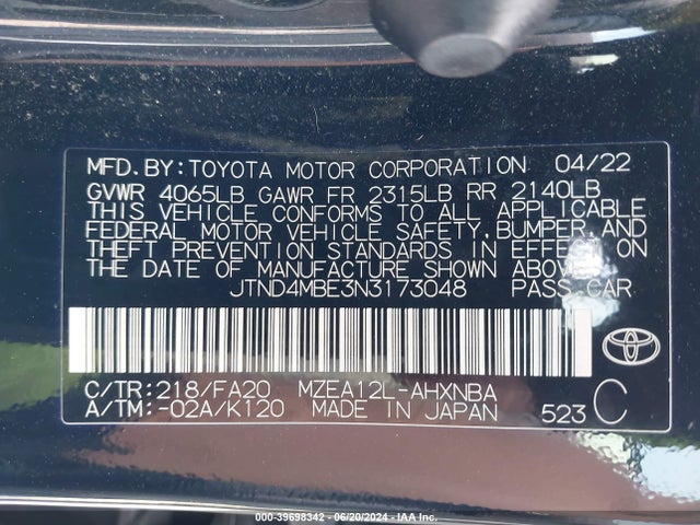 Toyota Corolla Se Nightshade Edition 2022 JTND4MBE3N3173048 Image 9