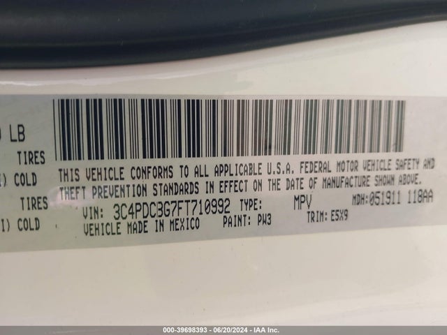 Dodge Journey Sxt 2015 3C4PDCBG7FT710992 Image 9