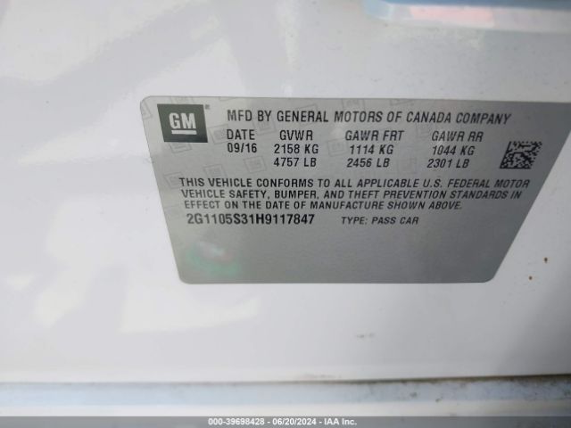 2G1105S31H9117847 Chevrolet IMPALA 1LT
