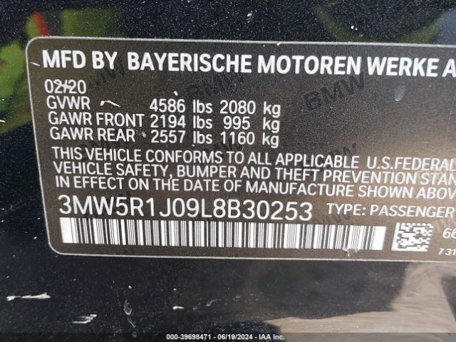 3MW5R1J09L8B30253 BMW 330I