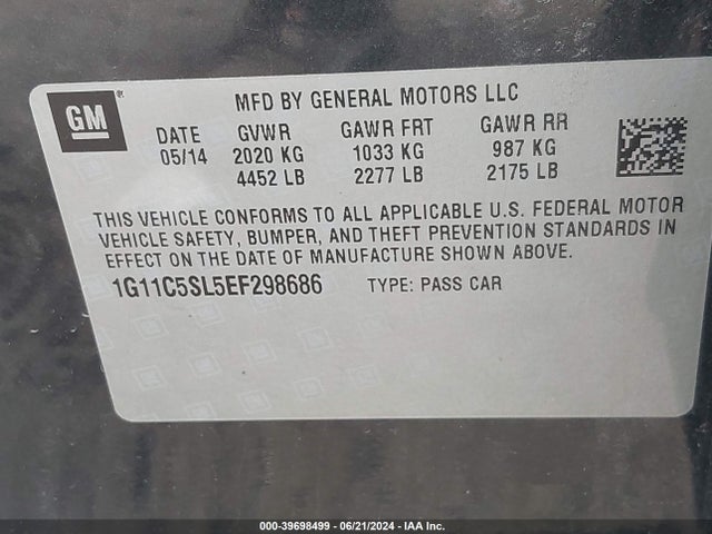 Chevrolet MALIBU 1LT 2014 1G11C5SL5EF298686 Image 9