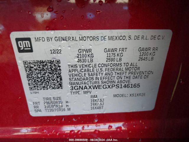 3GNAXWEGXPS146165 Chevrolet Equinox Awd Rs