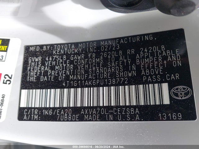 Toyota CAMRY SE 2023 4T1G11AK6PU138772 Image 9