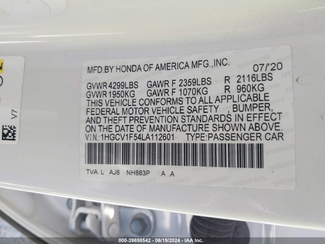 Honda Accord Ex-l 2020 1HGCV1F54LA112601 Image 9