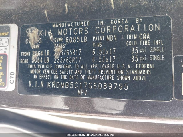 KIA SEDONA LX 2016 KNDMB5C17G6089795 Image 9