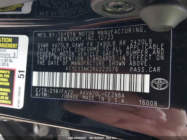 Toyota CAMRY LE 2024 4T1C11AK2RU223576 Image 9