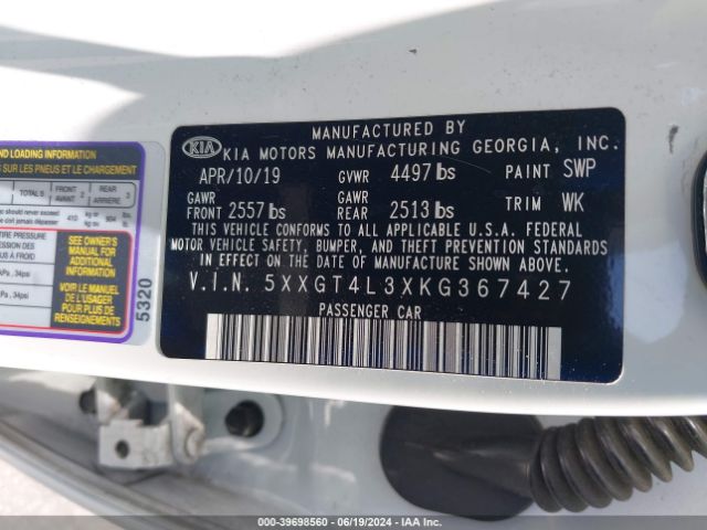 5XXGT4L3XKG367427 KIA Optima S
