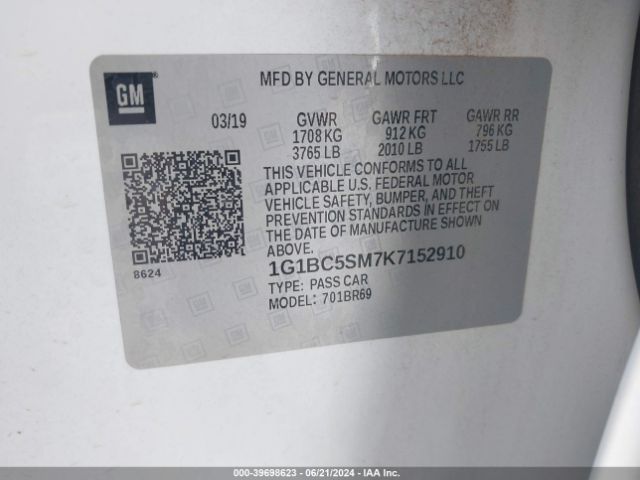 1G1BC5SM7K7152910 Chevrolet CRUZE LS