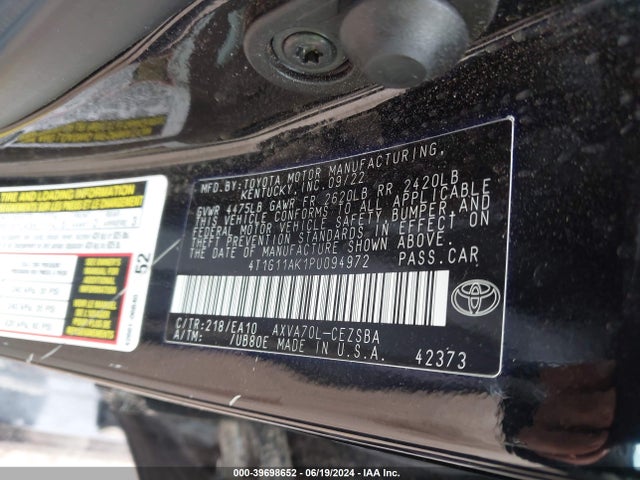 Toyota CAMRY SE 2023 4T1G11AK1PU094972 Image 9