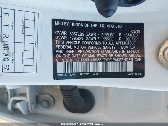 Honda Civic Lx 2019 SHHFK7H32KU418686 Image 9
