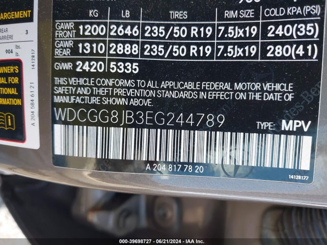 WDCGG8JB3EG244789 Mercedes-Benz Glk 350 4matic