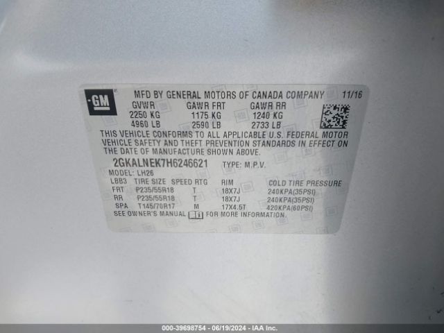 2GKALNEK7H6246621 GMC Terrain Sle-2