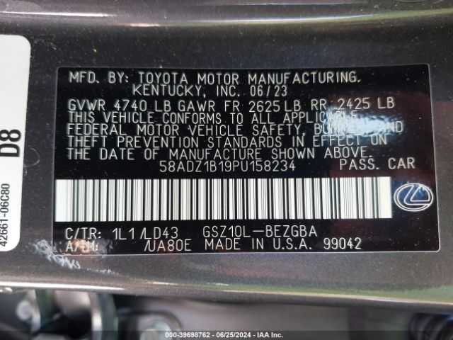 58ADZ1B19PU158234 Lexus ES 350