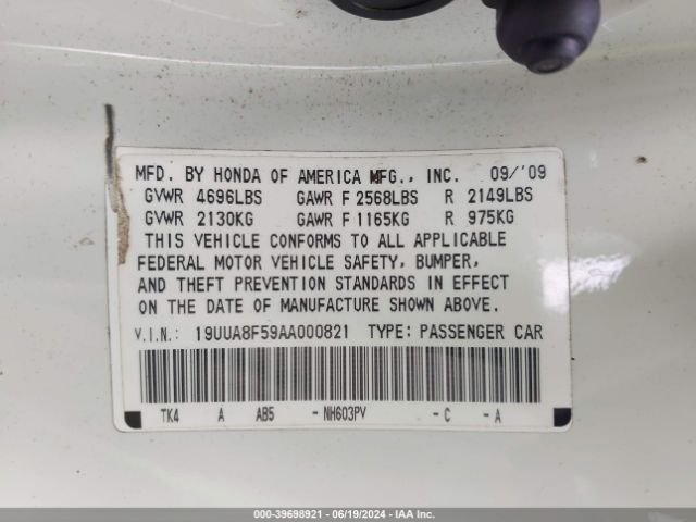 2010 ACURA TL 19UUA8F59AA000821 Photo 8